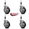 Service Caster 5'' Black Poly Swivel 7/8'' Expanding Stem Caster Set with Brake, 4PK SCC-EX20S514-PPUB-BLK-TLB-78-4 - alternate 4